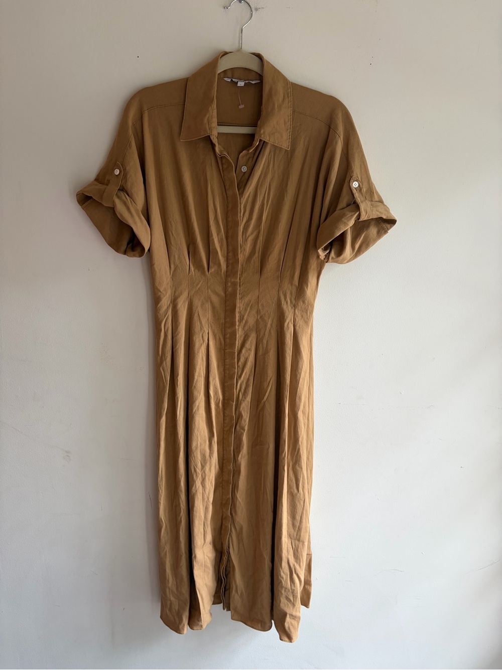 VERONICA BEARD Adavi Linen Button Down Dress Desert Khaki Size 6 - Picture 6 of 9